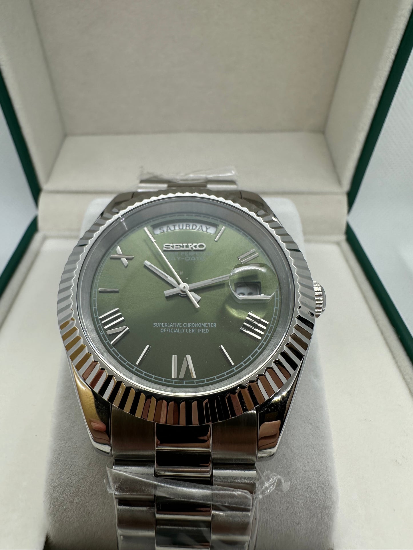 Green Roman Dial Day-Date