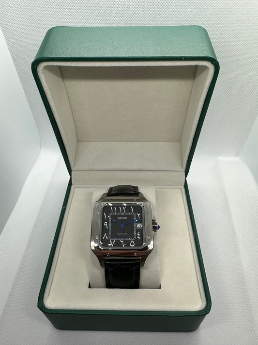 Black Arabic Dial Santos ‘Leather Strap’