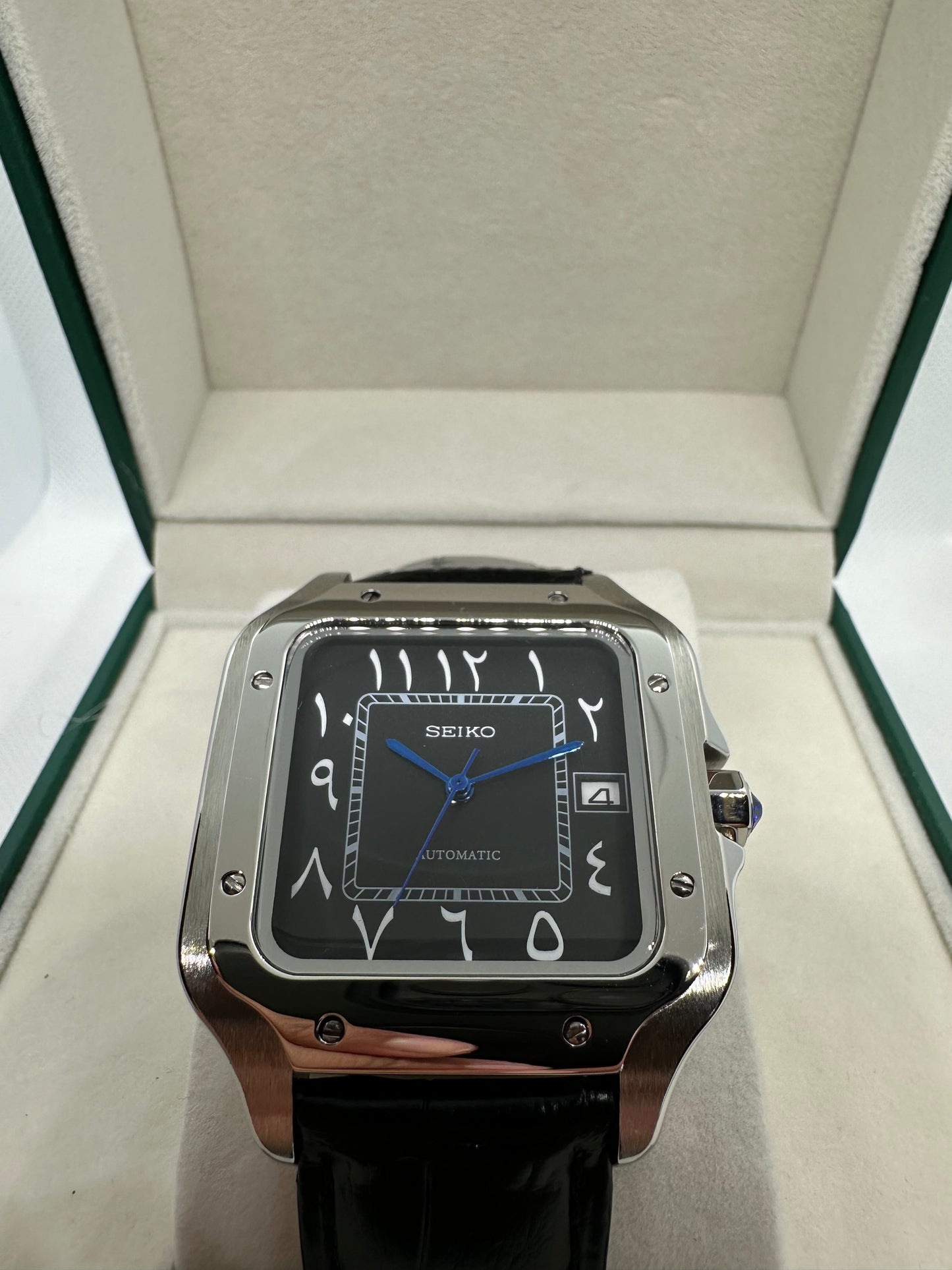 Black Arabic Dial Santos ‘Leather Strap’